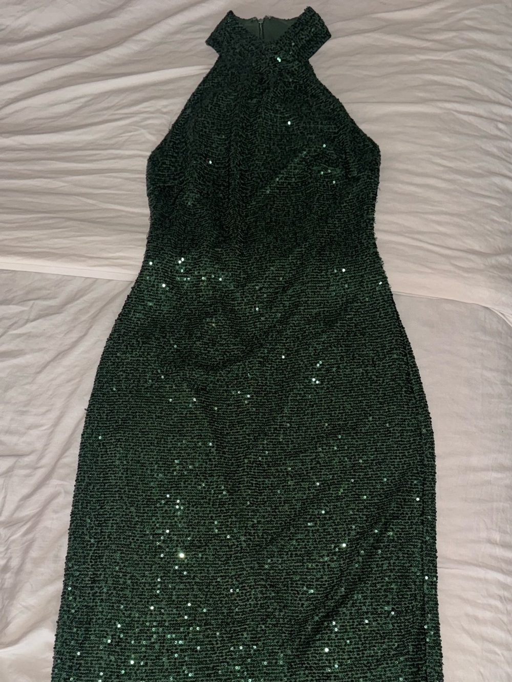RACHEL Rachel Roy Emerald Green Sequin Halter Maxi Dress